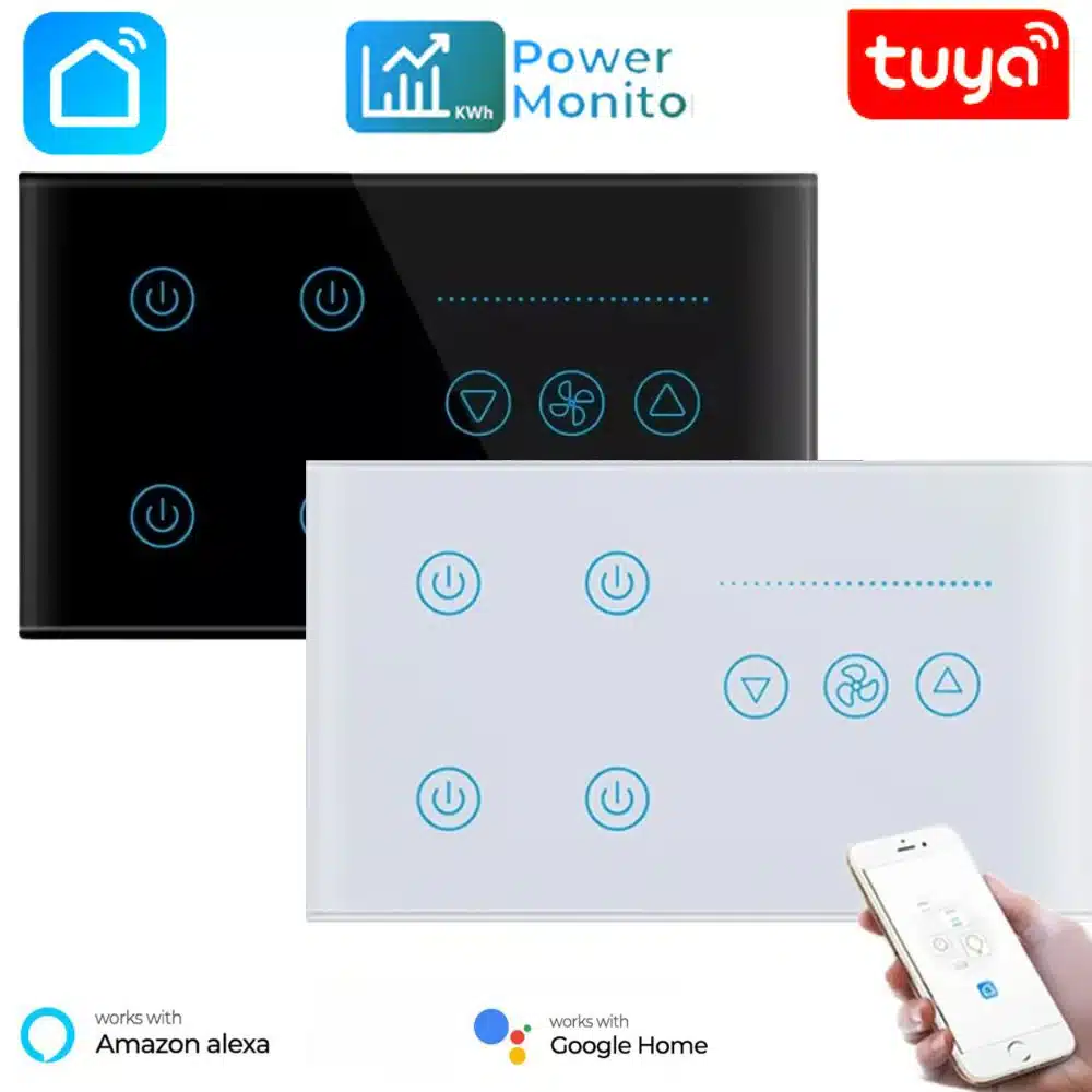 Tuya-wifi-4gang-fan-wall-touch-switch-black-white
