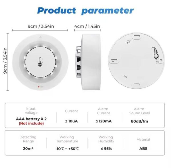 WiFi Smart Smoke Detector Temp & Humidity Alarm Sensor | Leo Smart ...